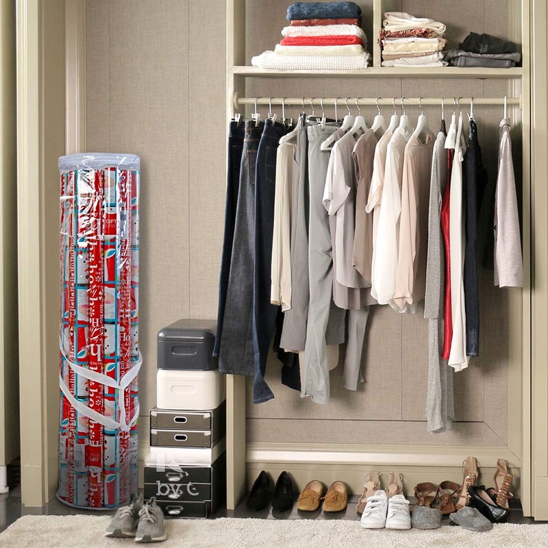 ProPik Gift Wrap Organizer, Wrapping Paper Storage Bag, Fits Holiday Papers 40 Inch Long, Holds Up To 24 Rolls, Heavy Duty Clear PVC Bag with Handles (White & Clear) - Image 5